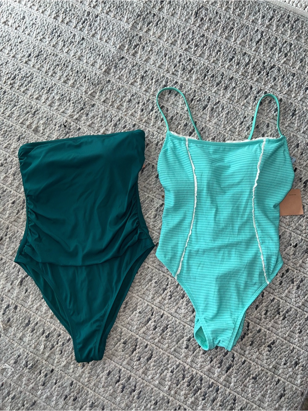 Shade & Shore One-Piece Swimsuits in Dark Teal and Light Aqua Bundle NWT